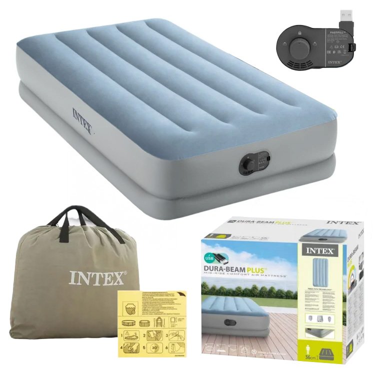 Vienvietis pripučiamas čiužinys 191x99x36 cm su integruota USB pompa
