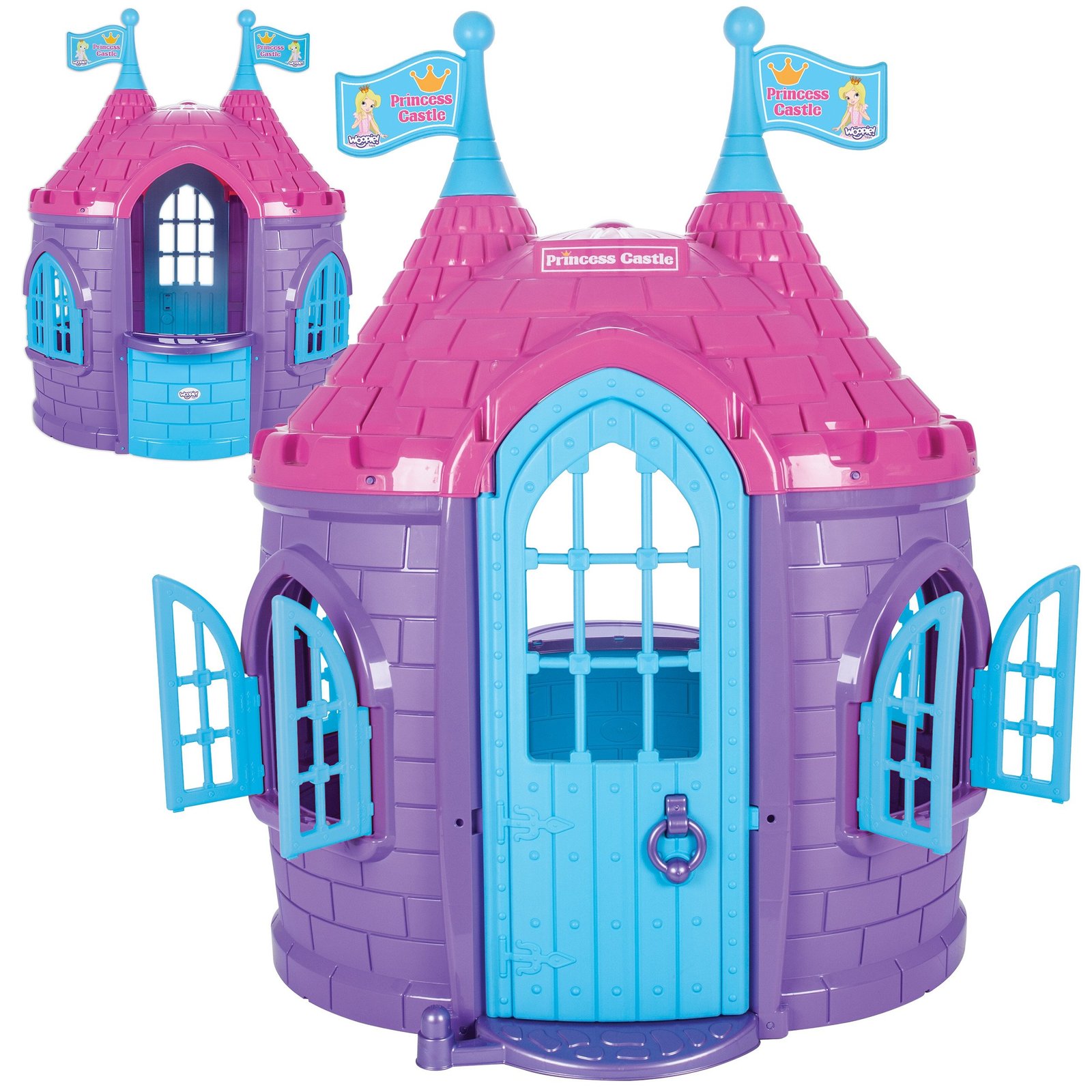 Violetinė sodo žaidimų pilis princesėms ir riteriams Violetinė sodo žaidimų pilis princesėms ir riteriams