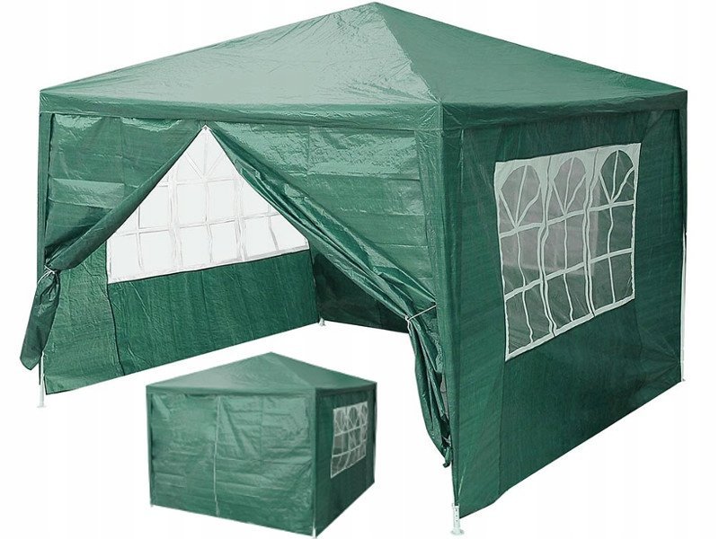 Žalias sodo paviljonas 3x3 m su nuimamomis sienelėmis