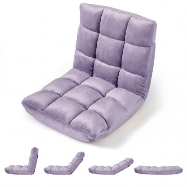 Grindų kėdė ergonomiška sulankstoma su reguliuojamu atlošu (Violetinė)