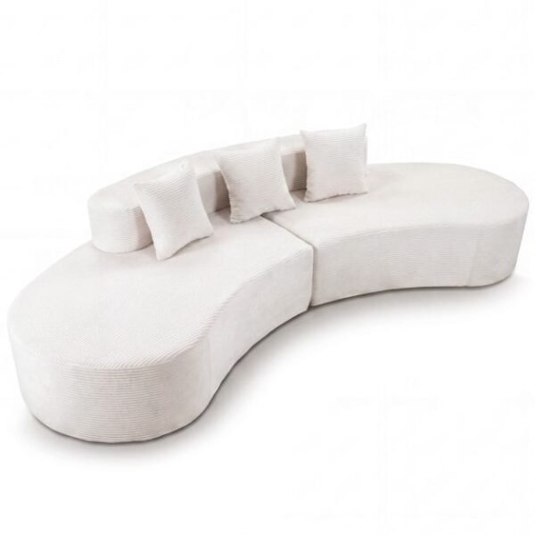 Lenkta modulinė sofa su kordu (Smėlio spalva)