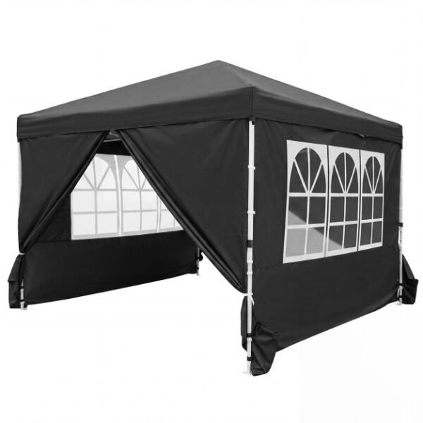 Sodo paviljonas 3x3m universalus su nuimamomis sienomis (Juoda)