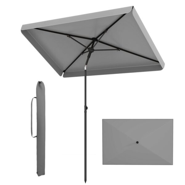 Stačiakampis sodo skėtis nuo saulės su 30° pasvirimo funkcija 200 x 130 cm (Pilka)