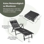2 dalių lauko gultų komplektas su reguliuojama nugarėle ir sulankstomu dizainu (Juoda) – Paveikslėlis 2