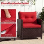 Pintas lauko baldų komplektas su staliuku ir grūdinto stiklo stalviršiu (Raudona) – Paveikslėlis 3