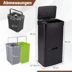 Automatinis šiukšlių rūšiavimo konteineris 72L su judesio jutikliu (Juoda)
