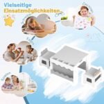 Daugiafunkcinis vaikiškas stalas su kėdutėmis ir dvipusiu stalviršiu (Pilka ir balta) – Paveikslėlis 3