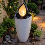 Dekoratyvinis sodo fontanas su LED apšvietimu 92 cm (Balta ir juoda) – Paveikslėlis 3