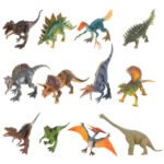 Dinozaurų figūrėlių rinkinys su priešistorinio pasaulio kilimėliu ir dėže