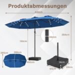 Dvigubas lauko skėtis su LED apšvietimu ir patogia rankine pavara (Mėlyna) – Paveikslėlis 3