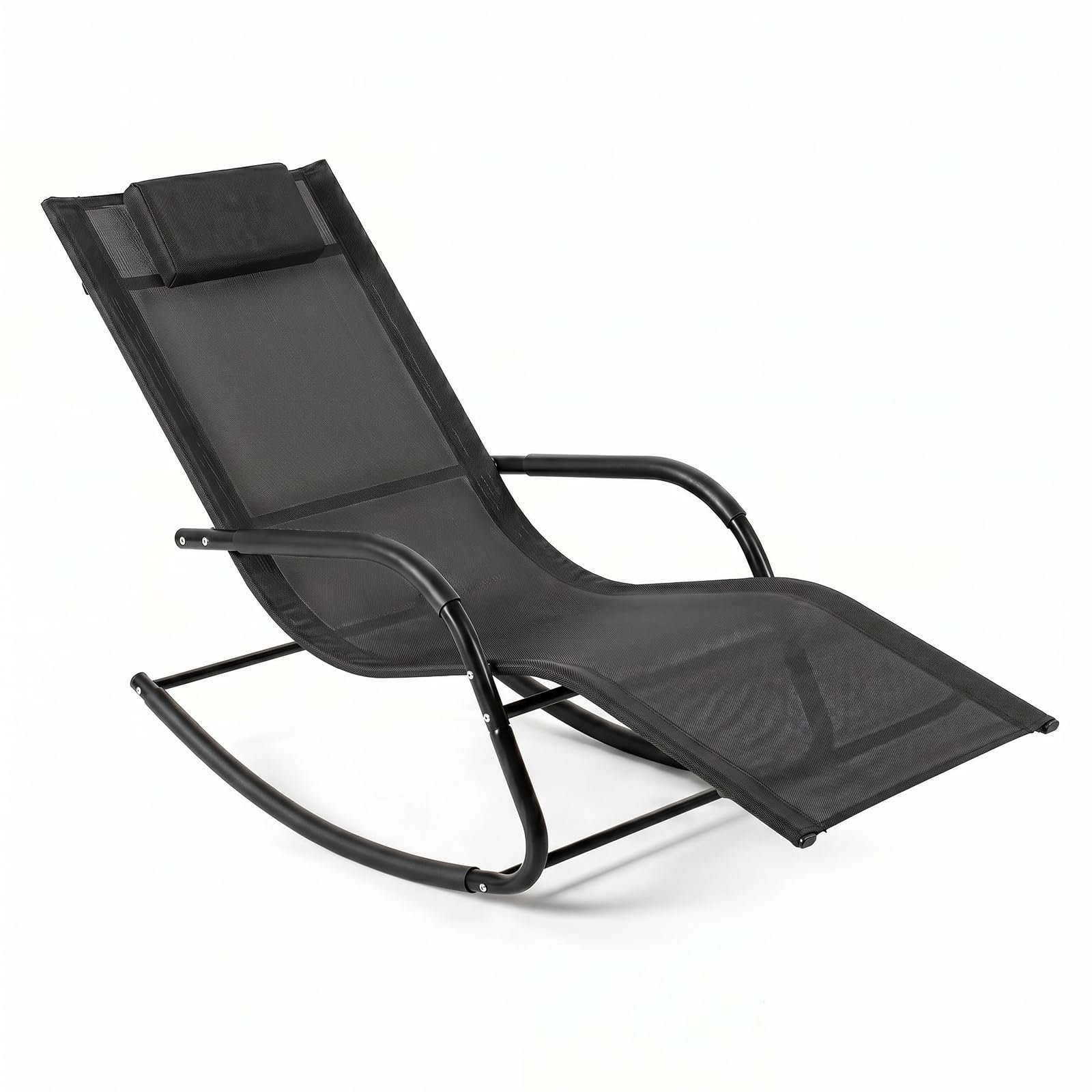 Erdvus ergonomiškas supamas gultas su nuimama pagalve (Juoda)
