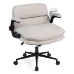 Ergonominė biuro kėdė su reguliuojamu aukščiu ir atlenkiamais porankiais (Smėlio)