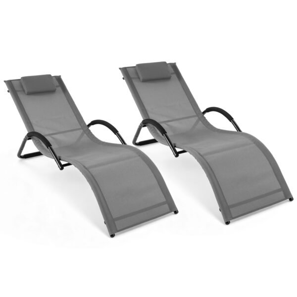 Ergonominių sodo gultų komplektas su nuimamomis pagalvėlėmis (Pilka)