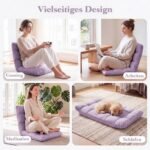 Ergonomiškas grindų krėslas su reguliuojamu atlošu ir didelio tankio užpildu (Violetinė) – Paveikslėlis 3