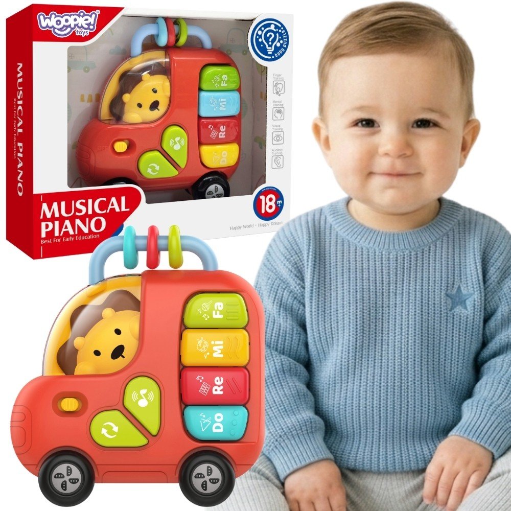 Interaktyvus muzikinis pianinas-autobusas su liūtu Interaktyvus muzikinis pianinas-autobusas su liūtu