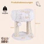 Katės draskyklė-bokštas su minkšta poilsio platforma ir sizalo stulpeliais (Balta) – Paveikslėlis 2