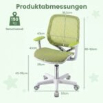 Kėdė rašomojo stalo vaikiška ergonominė aukščio reguliuojama (Žalia) – Paveikslėlis 2