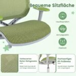 Kėdė rašomojo stalo vaikiška ergonominė aukščio reguliuojama (Žalia) – Paveikslėlis 4