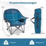 Kempingo kėdė sudedama paminkštinta su gėrimų laikikliu iki 225 kg (Mėlyna)