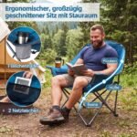 Kempingo kėdė sudedama paminkštinta su gėrimų laikikliu iki 225 kg (Mėlyna)