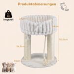 Kompaktiška kačių draskyklė su minkšta poilsio platforma ir sizalio stulpais (Smėlio spalvos) – Paveikslėlis 2