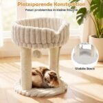 Kompaktiška kačių draskyklė su minkšta poilsio platforma ir sizalio stulpais (Smėlio spalvos) – Paveikslėlis 5