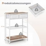 Konsolinis staliukas kompaktiškas su 2 medžiaginiais stalčiais ir lentynomis (Natūrali ir balta) – Paveikslėlis 2