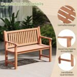 Lauko suoliukas dvivietis eglės medžio su ergonomine atrama nugarai (Natūrali)