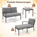 Lauko baldų komplektas 3 dalių patogus: L formos sofa ir kavos staliukas (Pilka) – Paveikslėlis 2