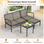 Lauko baldų komplektas 3 dalių patogus: L formos sofa ir kavos staliukas (Pilka) – Paveikslėlis 4