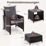 Lauko baldų komplektas 5 dalių elegantiško poliratano su krėslais ir stikliniu staliuku (Pilka) – Paveikslėlis 2