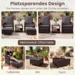 Lauko baldų komplektas 5 dalių elegantiško poliratano su krėslais ir stikliniu staliuku (Pilka) – Paveikslėlis 3