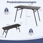Lauko baldų komplektas metalinis patvarus 3 dalių su stalu ir suoliukais (Juoda) – Paveikslėlis 2