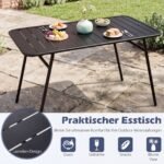 Lauko baldų komplektas metalinis patvarus 3 dalių su stalu ir suoliukais (Juoda) – Paveikslėlis 5