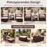 Lauko baldų komplektas universalus 5 dalių poliratano (Smėlio) – Paveikslėlis 3