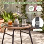Lauko bistro komplektas kompaktiškas 3 dalių su stiklo stalu (Balta)