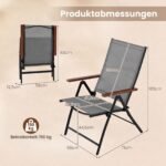 Lauko kėdžių komplektas su 5 padėčių reguliuojamu atlošu 4 vnt (Pilka) – Paveikslėlis 2