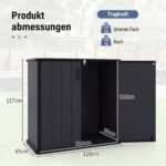 Lauko sandėliukas atsparus orams su dvigubomis durimis (Juoda) – Paveikslėlis 2