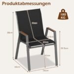 Lauko sudedamų kėdžių komplektas su Teslin audiniu (Juoda) – Paveikslėlis 2