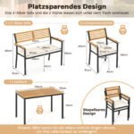 Lauko valgomojo baldų komplektas kompaktiškas 4 dalių iš akacijos medienos (Natūrali + Balta)