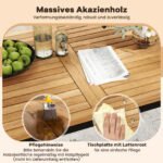 Lauko valgomojo baldų komplektas kompaktiškas 4 dalių iš akacijos medienos (Natūrali + Balta)