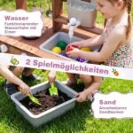 Lauko žaidimų virtuvėlė medinė su vandens funkcija (Violetinė) – Paveikslėlis 3