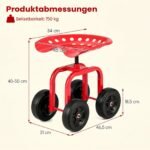 Mobilus sodo krėslas su reguliuojamu aukščiu ir pasukama sėdyne (Raudona)