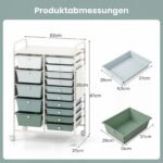 Mobilus stalčių vežimėlis su 15 stalčių ir darbiniu paviršiumi (Žalia) – Paveikslėlis 2