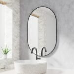Ovalus veidrodis su juodu aliuminio rėmu 100x50 cm – Paveikslėlis 2