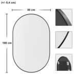 Ovalus veidrodis su juodu aliuminio rėmu 100x50 cm – Paveikslėlis 8