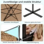 Pakabinamas saulės skėtis su dirbtiniu šiaudiniu stogu (Natūrali) – Paveikslėlis 2