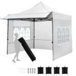 Palapinė-paviljonas 3x3 m greitai surenkama su reguliuojamu aukščiu (Balta)