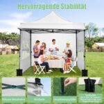 Palapinė-paviljonas 3x3 m greitai surenkama su reguliuojamu aukščiu (Balta) – Paveikslėlis 4
