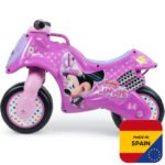 Pelytės Minės rožinis paspiriamasis motociklas
